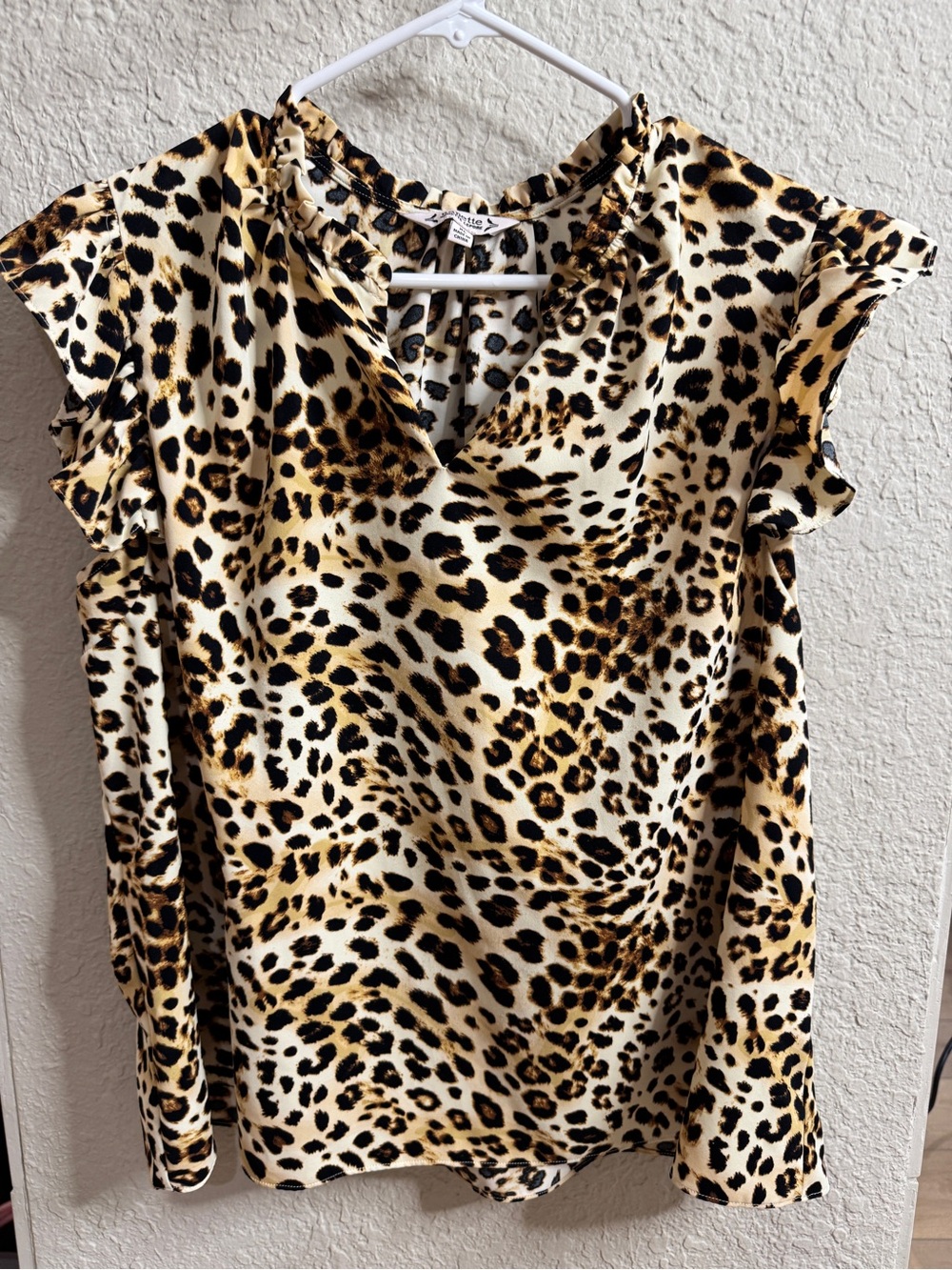 Nanette Lepore Leopard Print Ruffle Sleeve Camisole - Black, Tan, Cream
